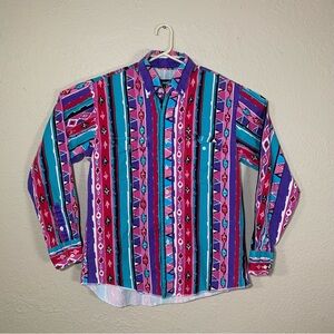 Men’s Shirt Vintage Wrangler Aztec  Cowboy Size 16 1/2 - 35 X-Long Tails